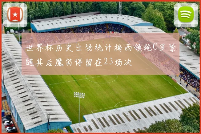 世界杯历史出场统计梅西领跑C罗紧随其后魔笛停留在23场次